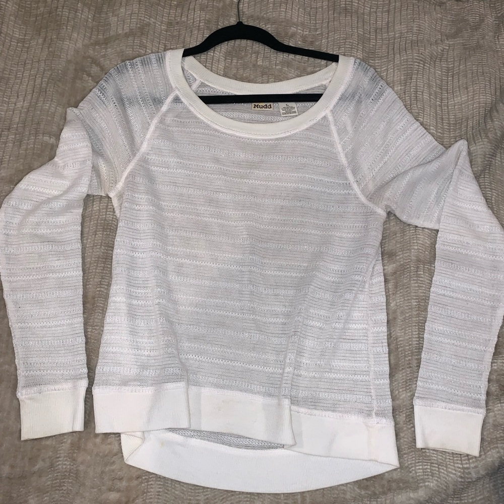 White Basic Long Sleeve Sweater